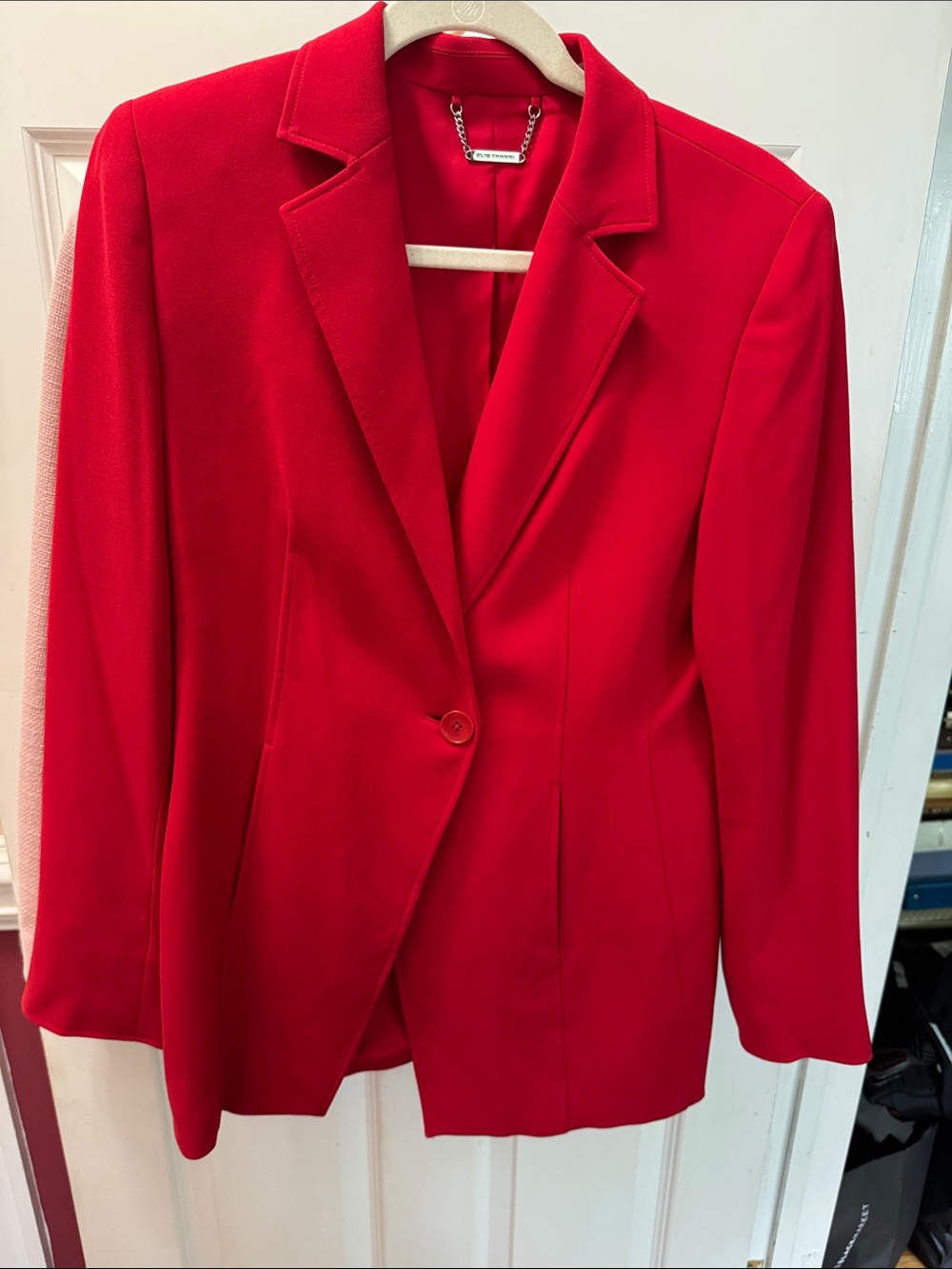 Elie Tahari Red Single-Button Tailored Blazer